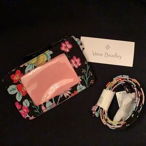 Vera Bradley Tangerine Twist zip ID case and lanyard set NWT